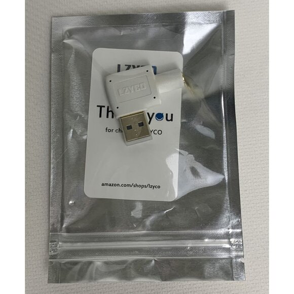 Angled USB To 3.5mm Jack Audio Adapter By LZYCO White Tech Connect Compact NEW - Picture 2 of 4